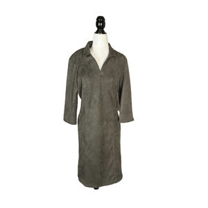 J. McLaughlin Women's Olive Green Faux Suede Tunic Shift Dress